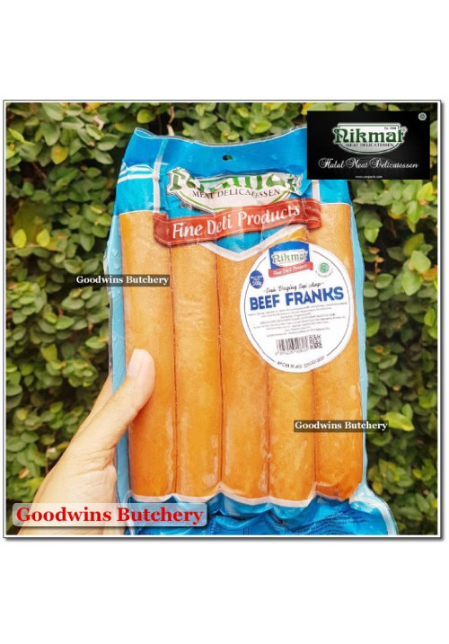 Nikmat sausage BEEF FRANKS Soejasch Bali Halal frozen 7" 18cm 5pcs 500g